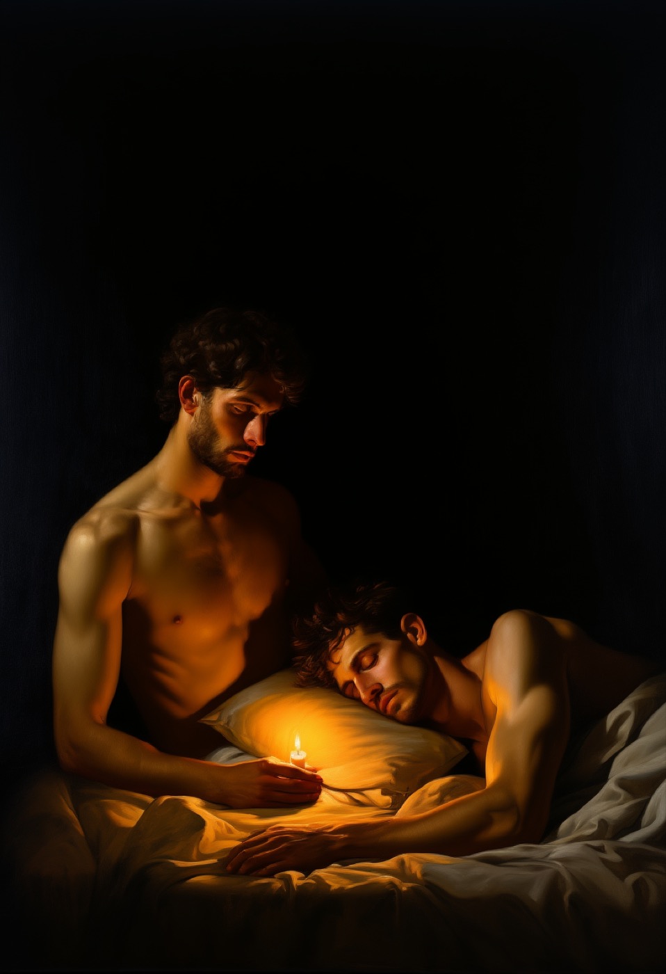 Barockes Schlafzimmer bei Kerzenlicht