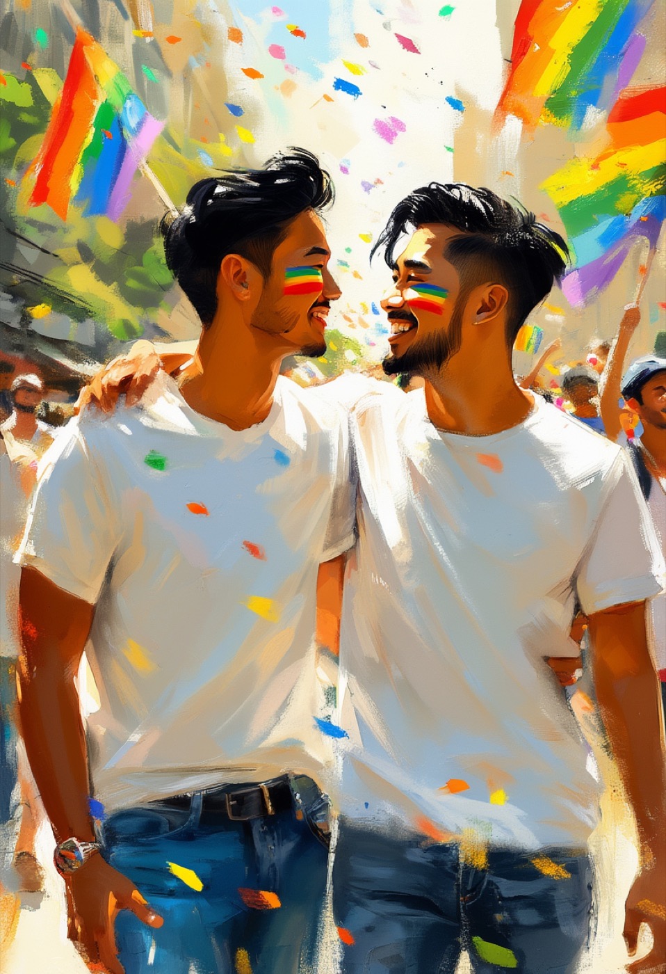 Umarmung bei der Pride-Parade