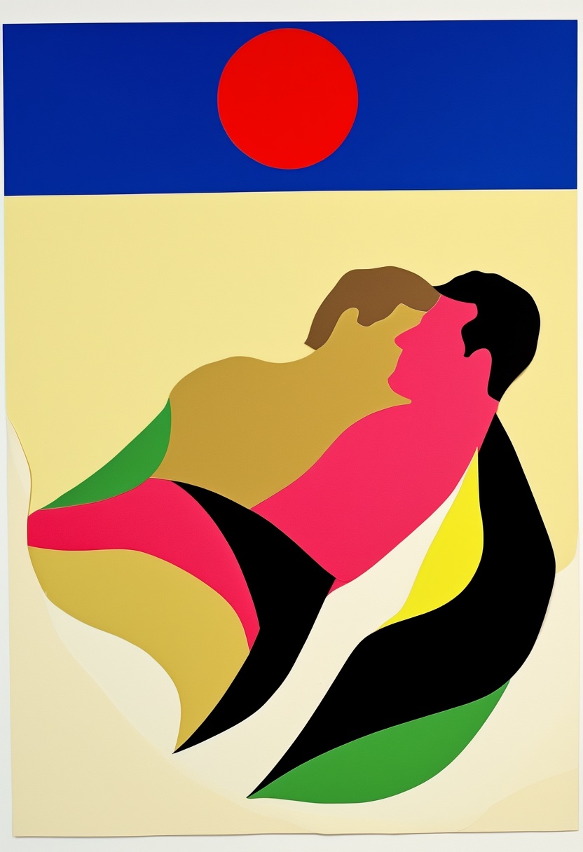 Cut-Paper Collage Umarmung