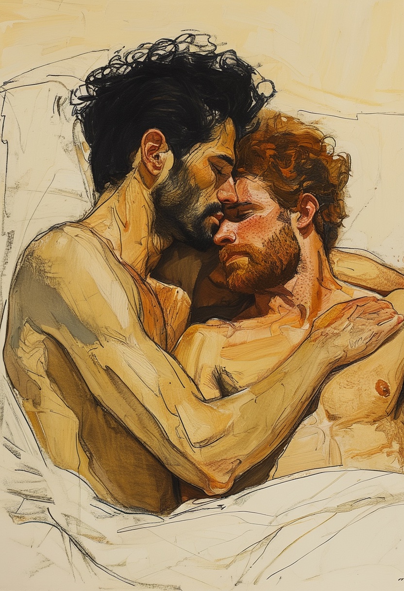 Expressionistisches Umarmung in Umber
