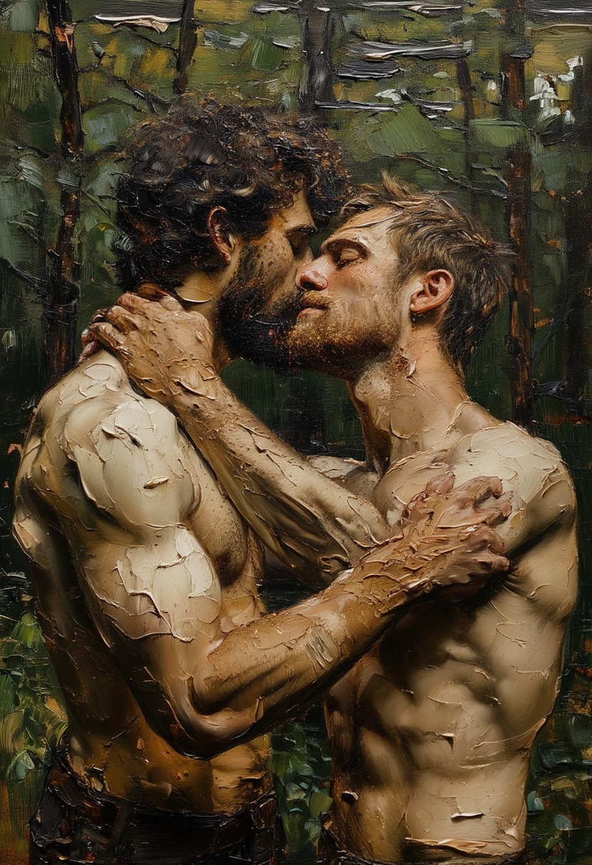 Waldkuss Impasto Umarmung