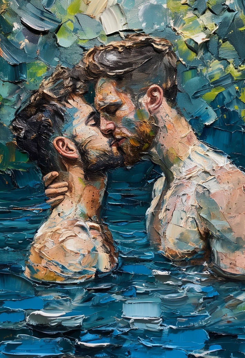 Impasto-Liebe im Waldlichtung