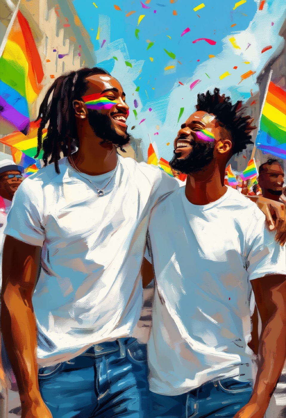 Umarmung bei der Pride-Parade