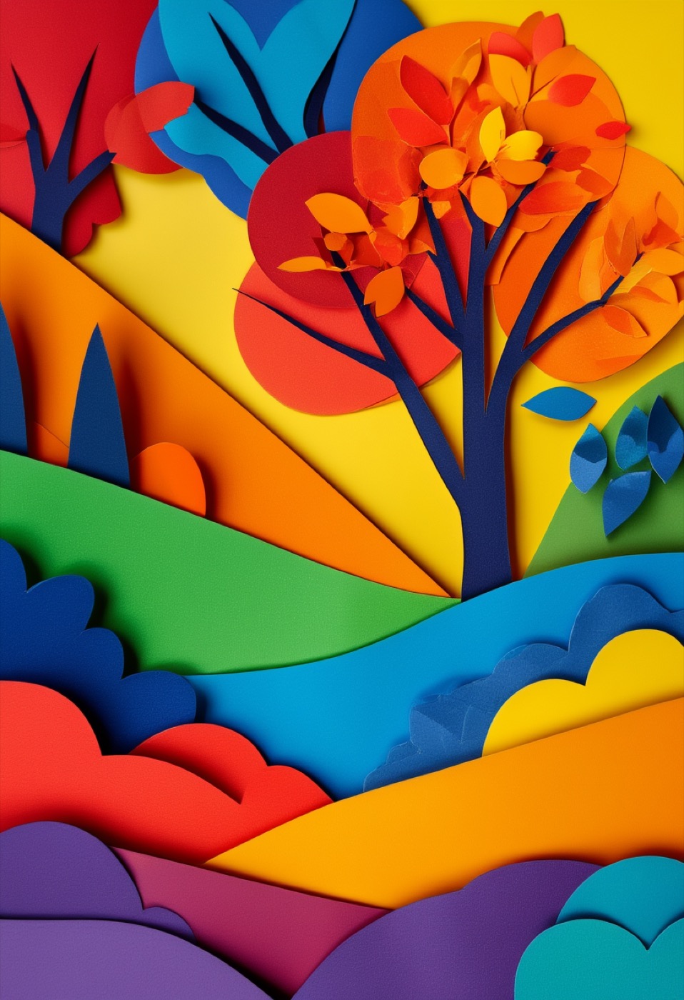 Regenbogen-Blatt Papiercollage