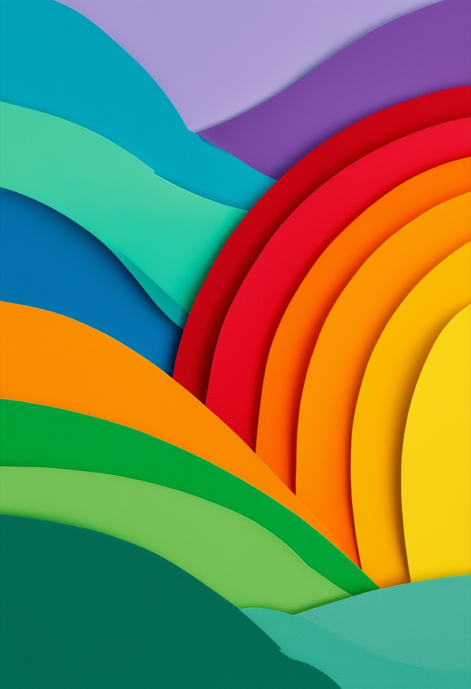 Regenbogen-Hügel Papiercollage