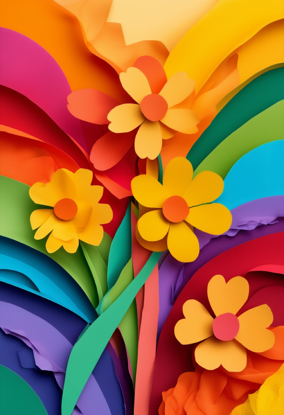Regenbogen-Papier-Cutout-Bouquet