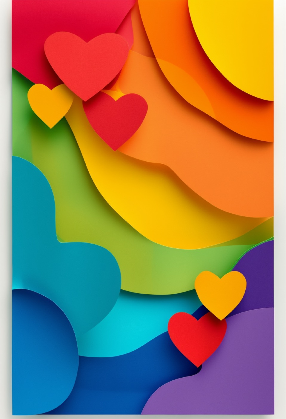 Regenbogen-Papier-Schneideherzen