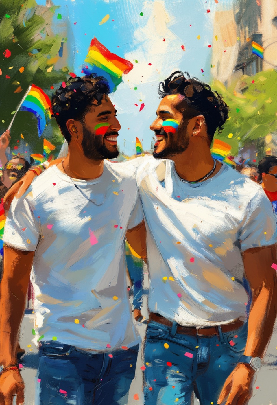 Umarmung bei der Pride-Parade
