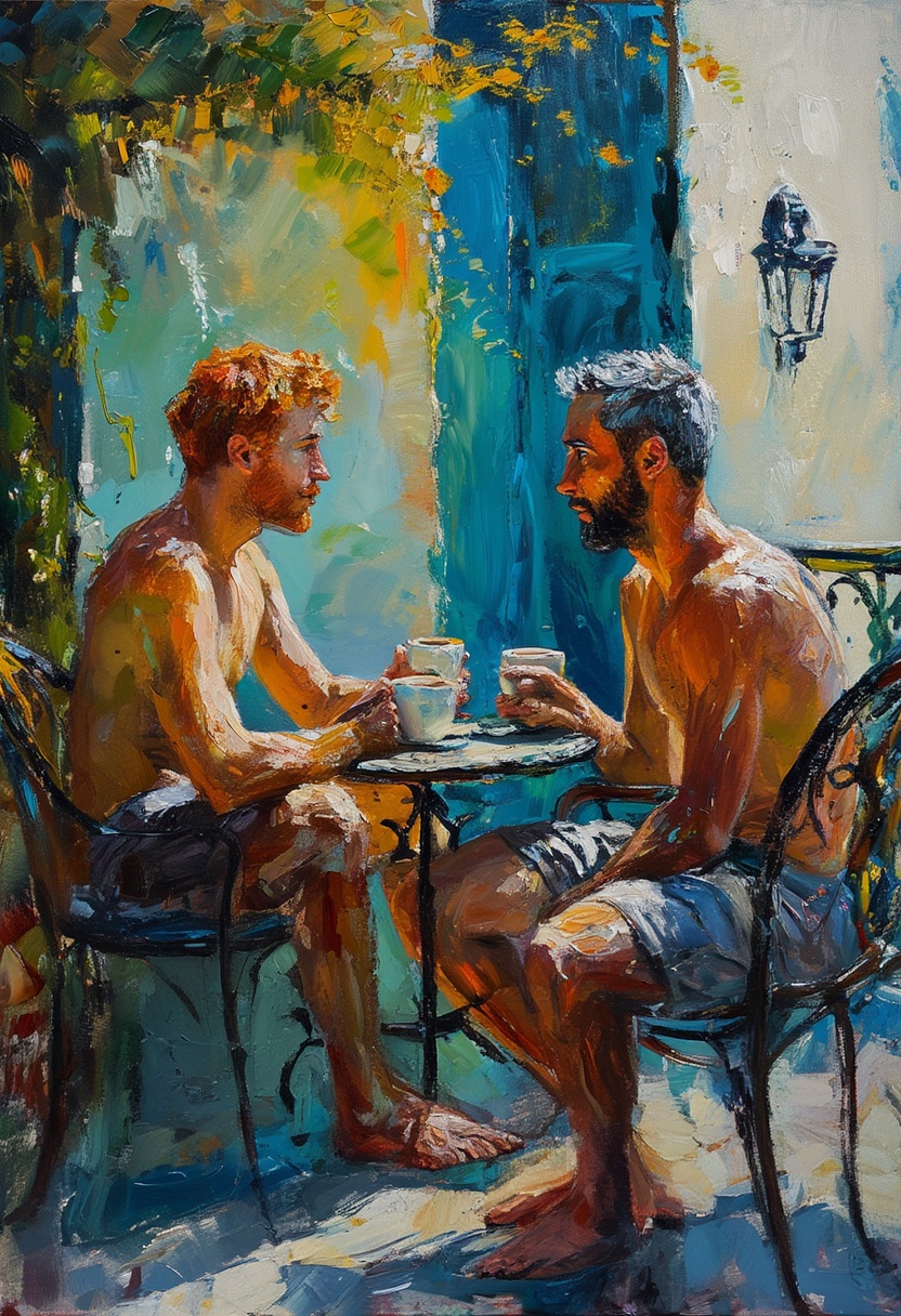 Sonniger Balkon – Kaffeeumarmung