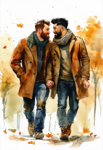 Autumnal Park Stroll Embrace