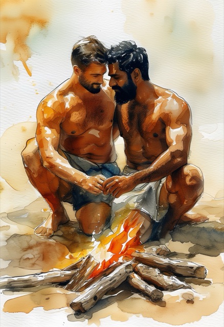 Beach Fire Embrace