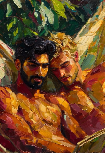 Expressionist Embrace Golden Hues