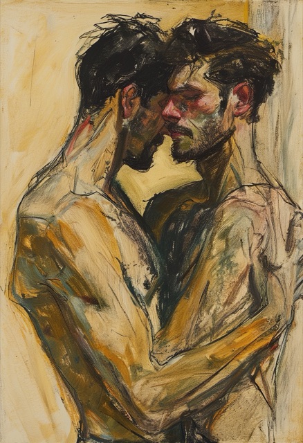 Expressive Embrace in Ochre