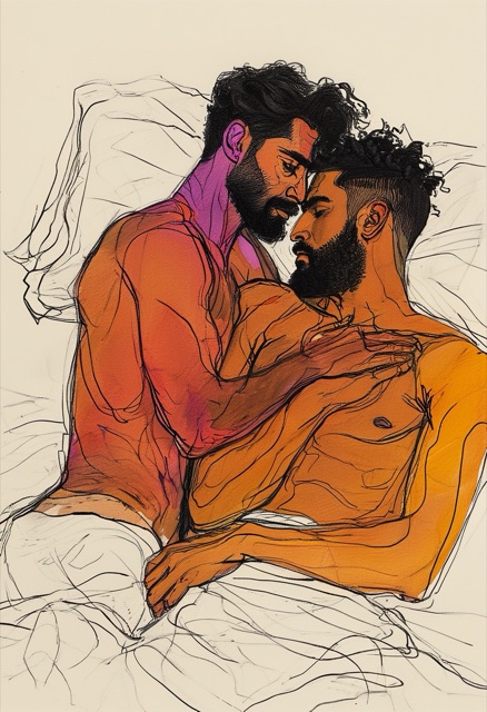 Expressive Embrace on Warm Hues