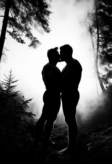 Forest Clearing Embrace Silhouette