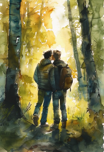 Forest Clearing Embrace Under Sunlight