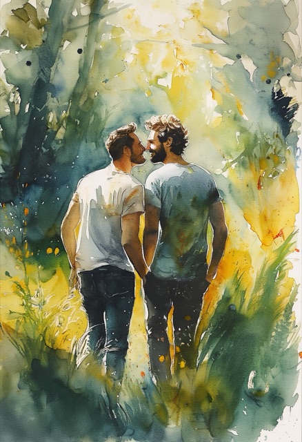 Forest Clearing Kiss Watercolor