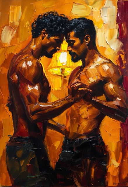 Impasto Embrace Golden Hour