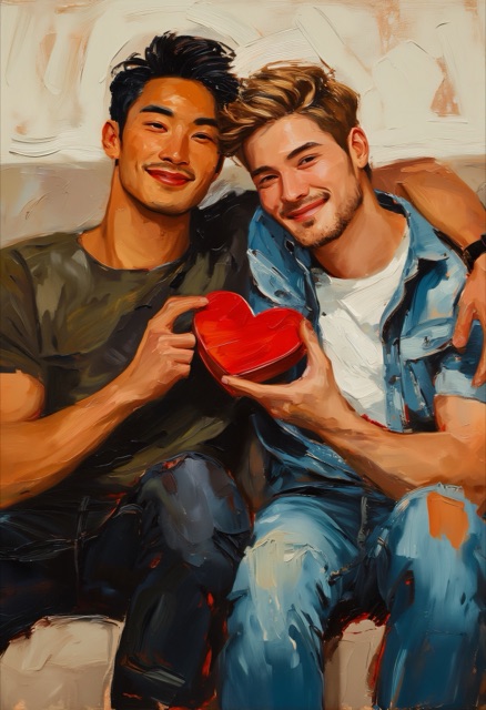 Impasto Valentine's Embrace