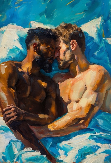 Morning Embrace on Turquoise Sheets