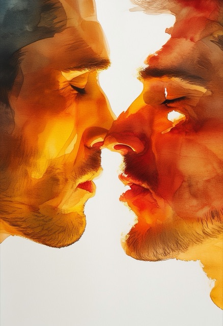 Passionate Watercolor Embrace