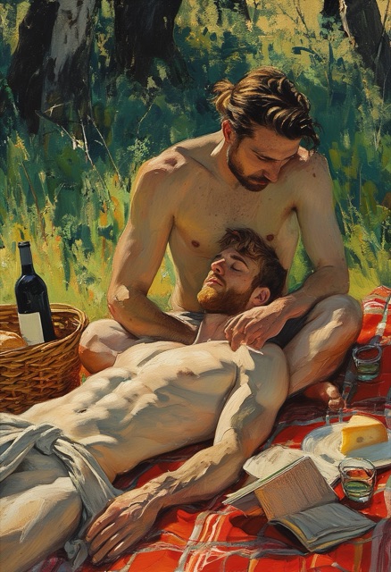 Picnic Intimacy in Forest Meadow