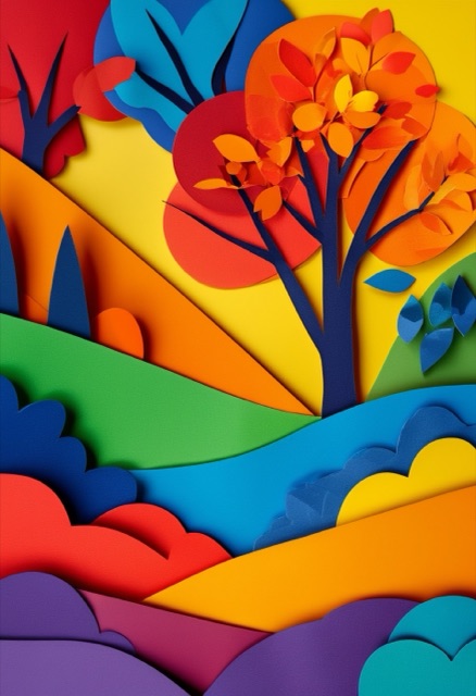 Rainbow Foliage Paper Collage