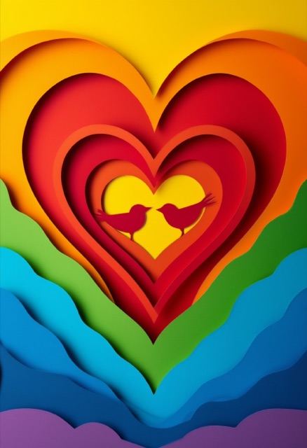 Rainbow Heart Paper Collage