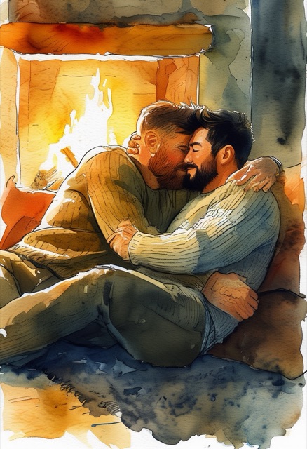 Rugged Embrace by Firelight