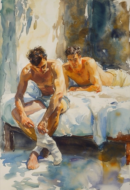 Shirtless Friends Wool Sock Moment