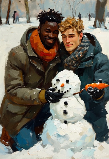 Snowman Carrot Winter Embrace