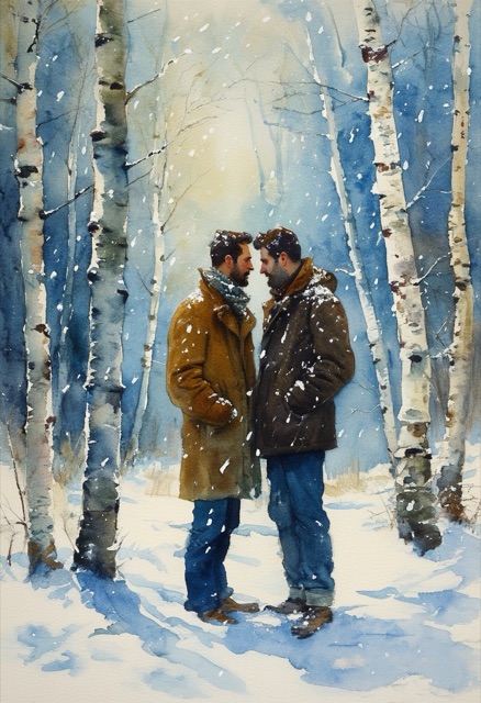 Snowy Birch Grove Embrace
