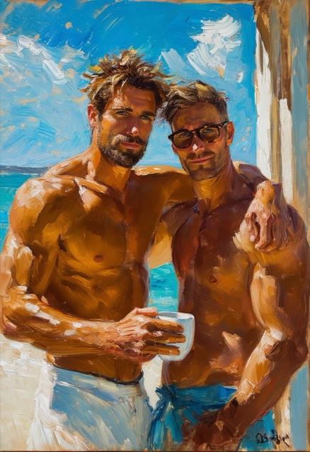 Sunlit Beachside Embrace
