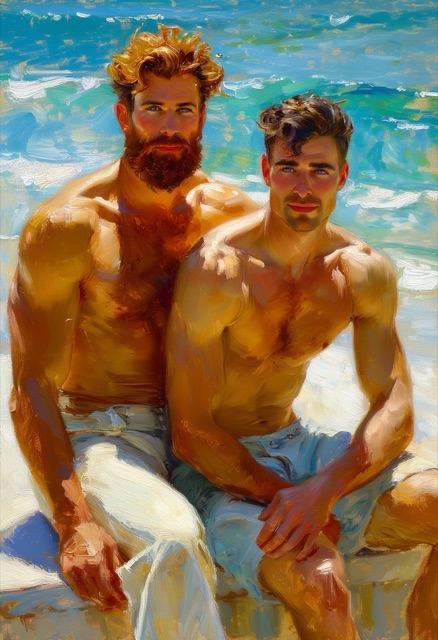 Sunlit Beachside Embrace