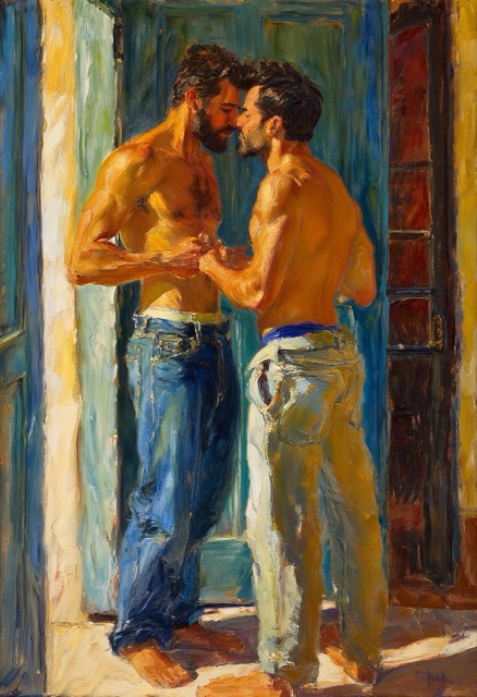 Sunlit Hallway Embrace