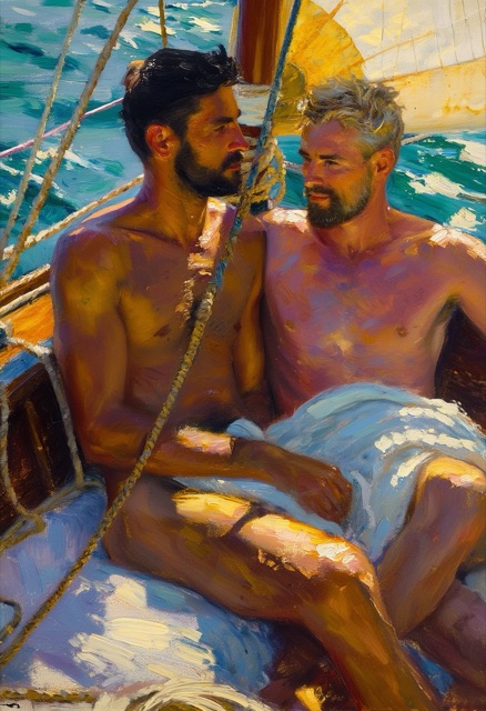 Sunlit Sailboat Sunset Embrace
