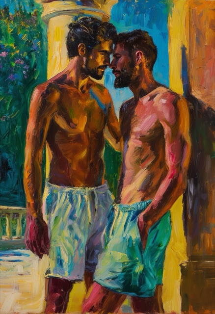 Sunlit Terrace Embrace