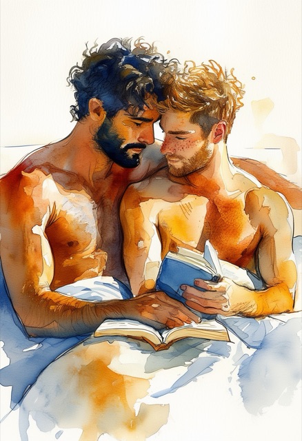 Watercolor Embrace with Book