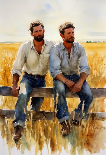 Wheat Field Sunset Leaning