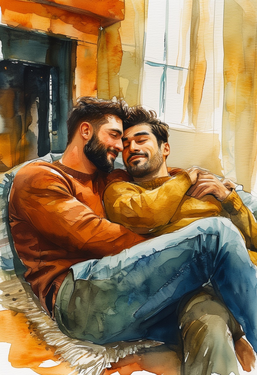 Warmer Aquarell-Welsh-Koreanischer Umarmung