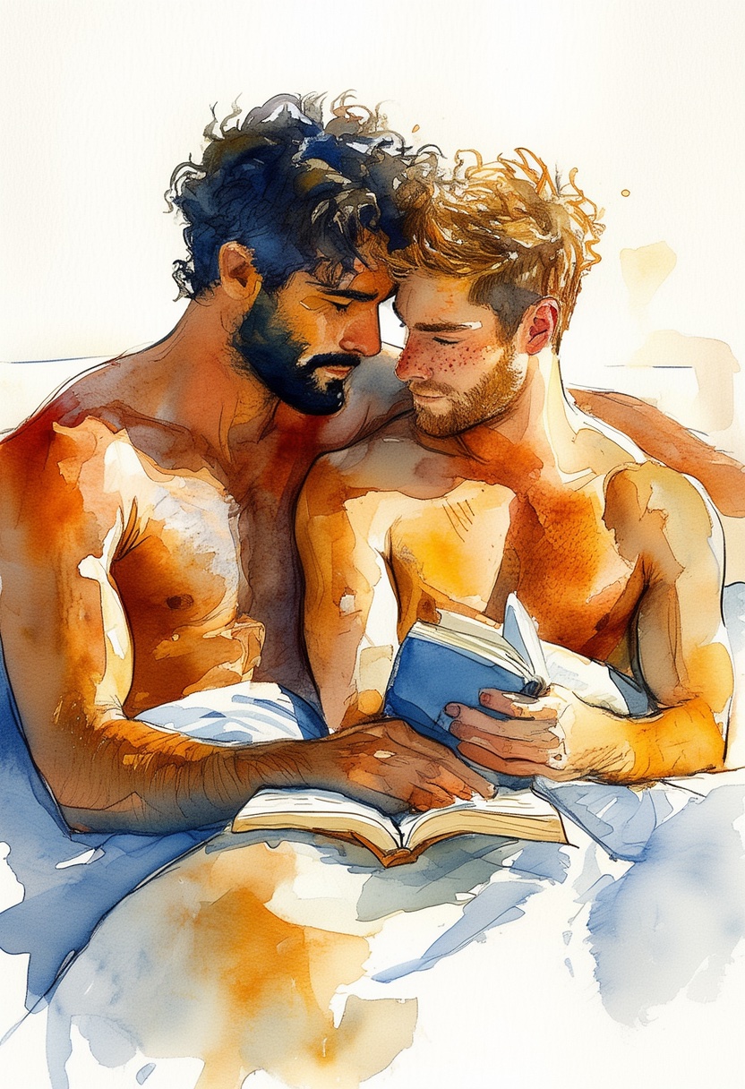 Aquarellumarmung mit Buch
